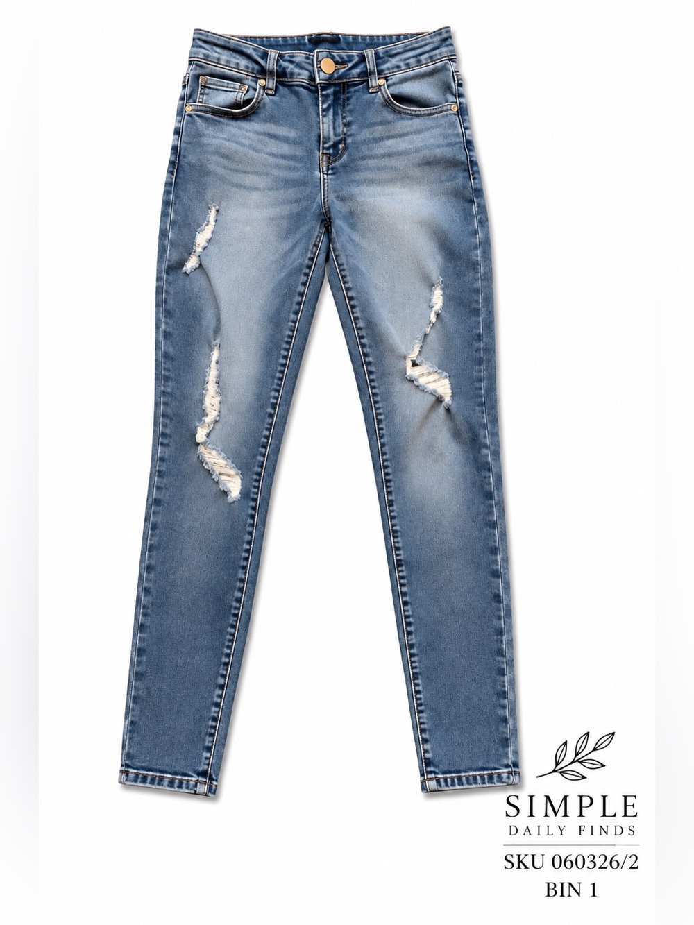 1822 Denim Jenny Womens 26 Distressed Skinny Jeans Medium Wash Stretch